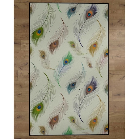 Deerlux Modern Animal Print Living Room Area Rug with Nonslip Backing, Peacock Pattern, 8 x 10 Ft QI003762.L